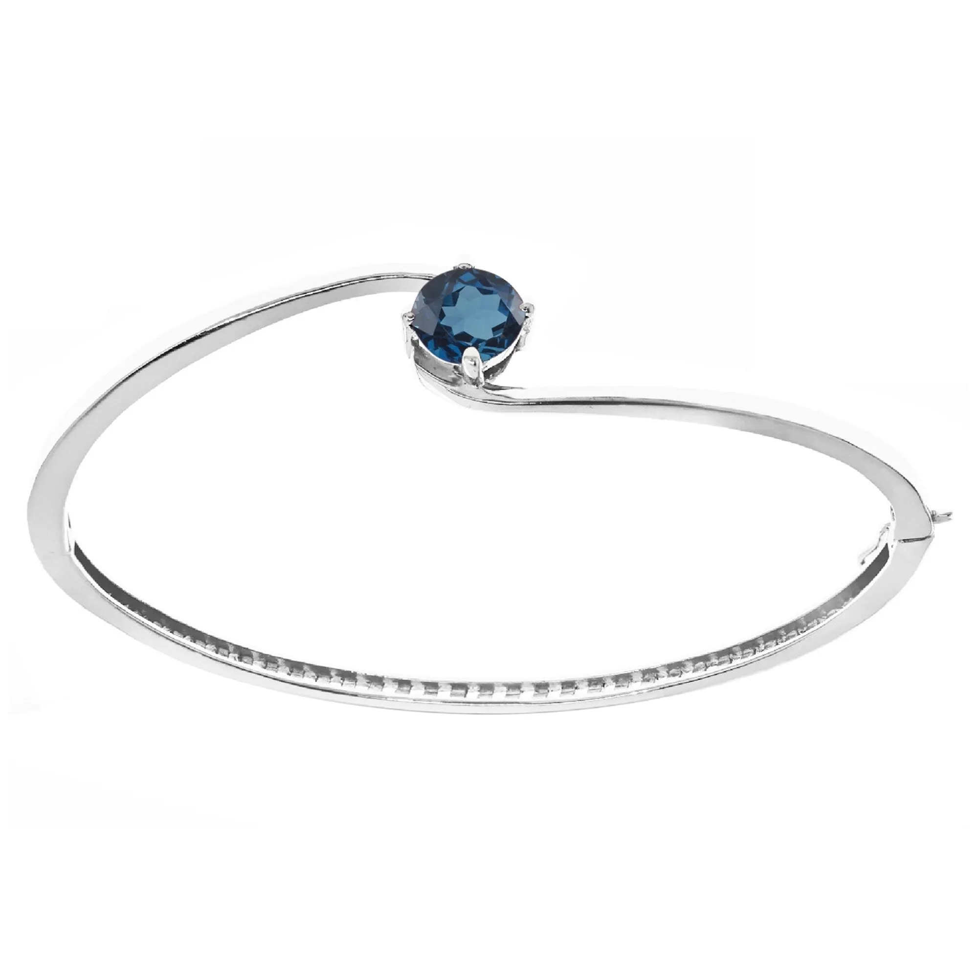 Natural London Blue Topaz Sterling Silver Solitaire Bangle Bracelet sold by Zulily