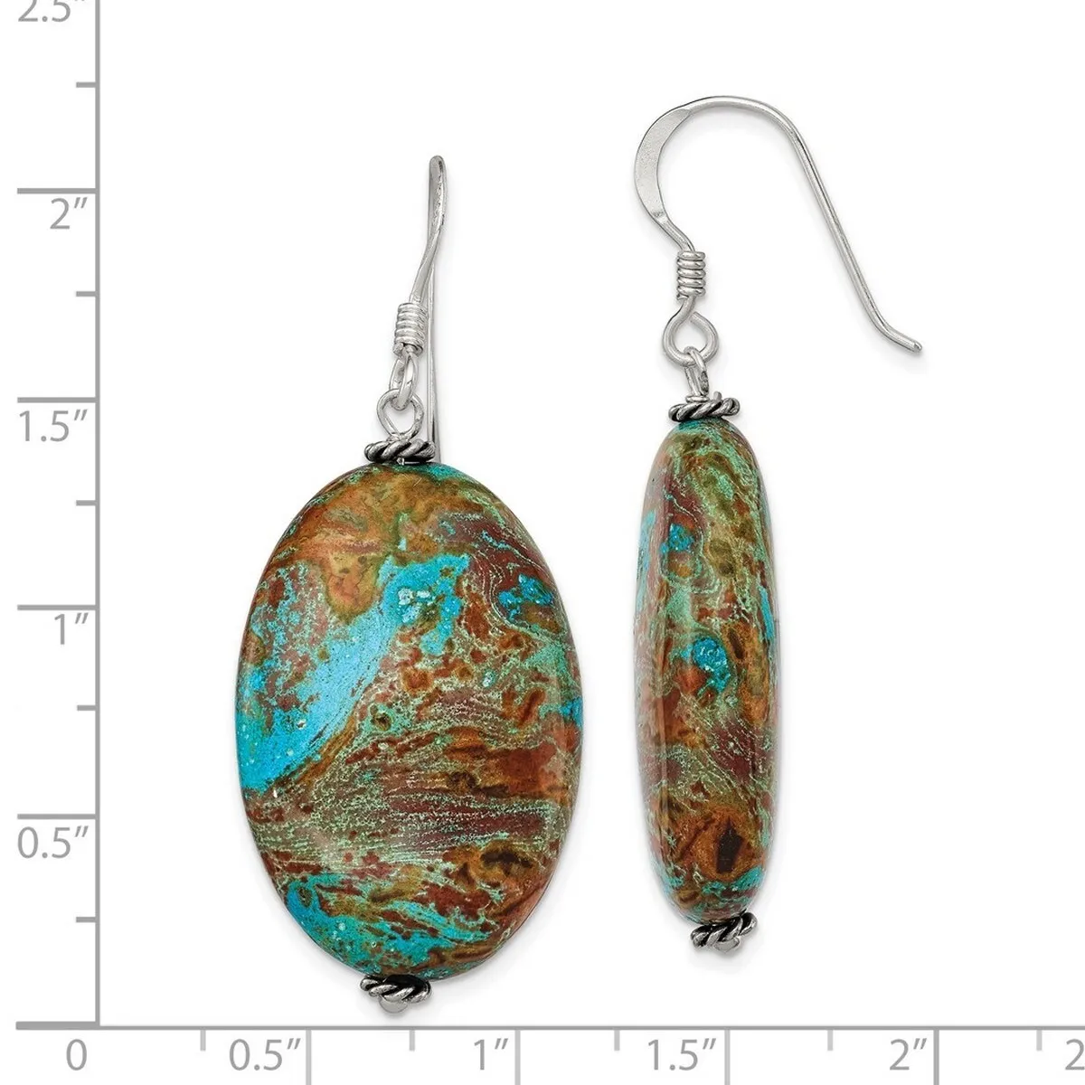 Curata 925 Sterling Silver Dangle Hook Blue Jasper Earrings - 49x22mm sold by Zulily product image thumbnail 2