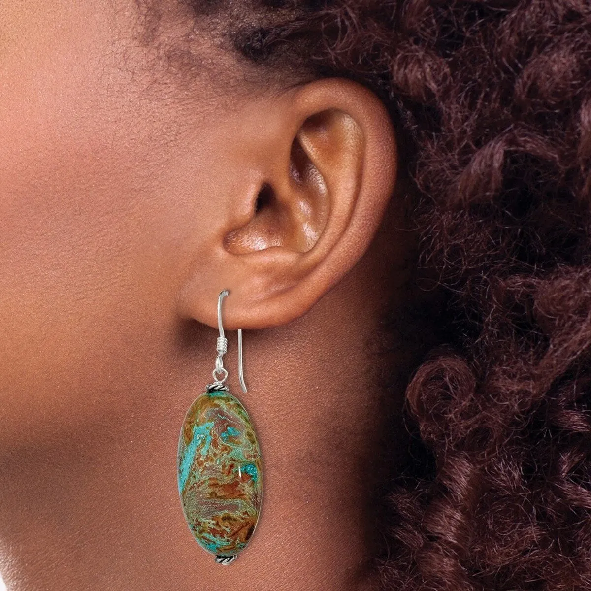 Curata 925 Sterling Silver Dangle Hook Blue Jasper Earrings - 49x22mm sold by Zulily product image thumbnail 5