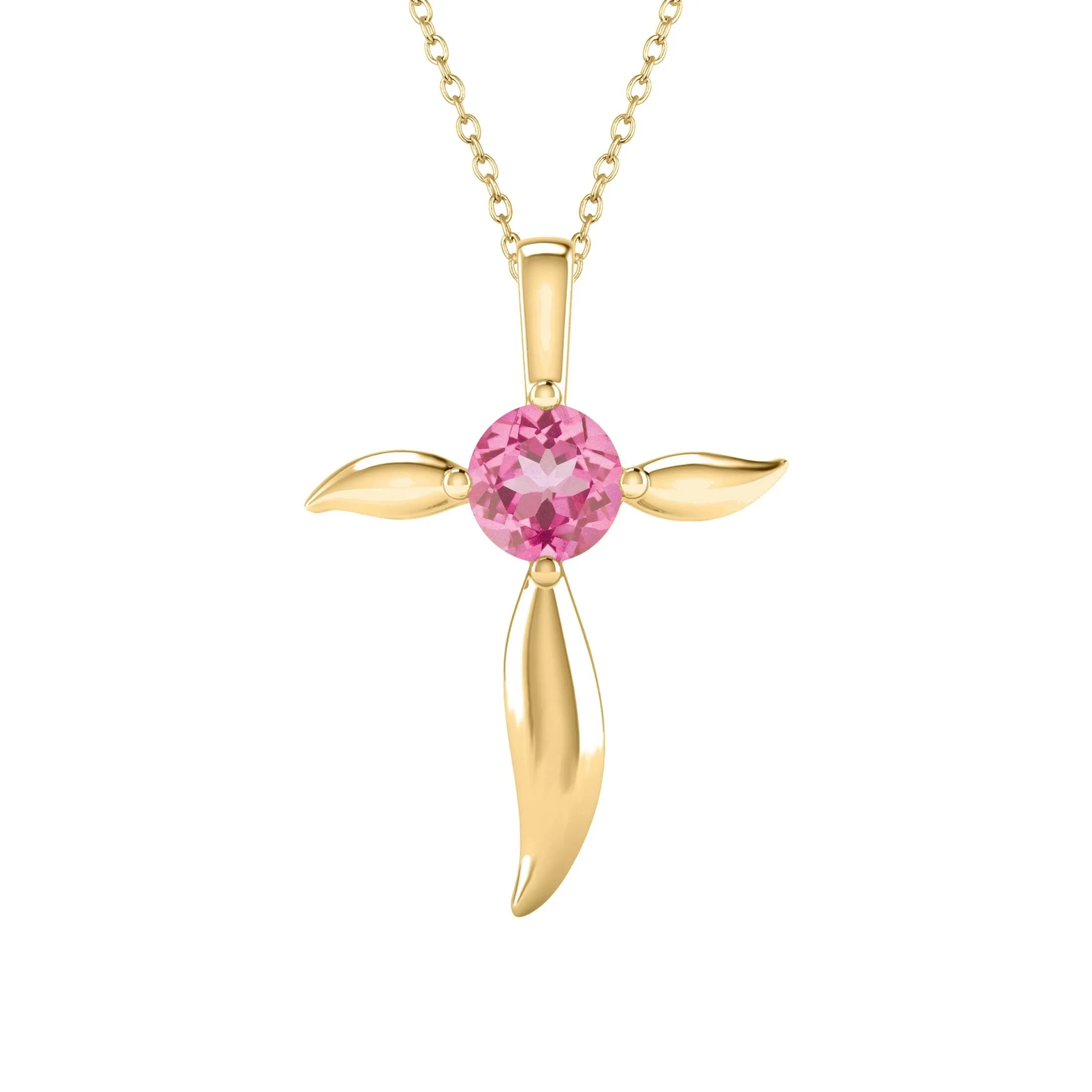 Set of Gold Over Sterling Silver Cross Pendant and Stud Earring in Pink Topaz with 18" Chain sold by Zulily product image thumbnail 2