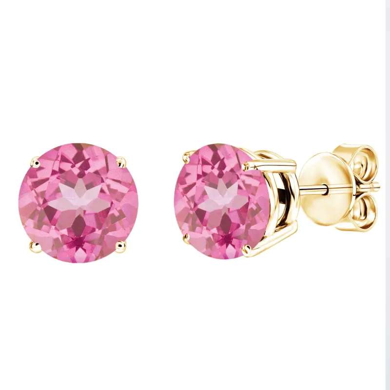 Set of Gold Over Sterling Silver Cross Pendant and Stud Earring in Pink Topaz with 18" Chain sold by Zulily