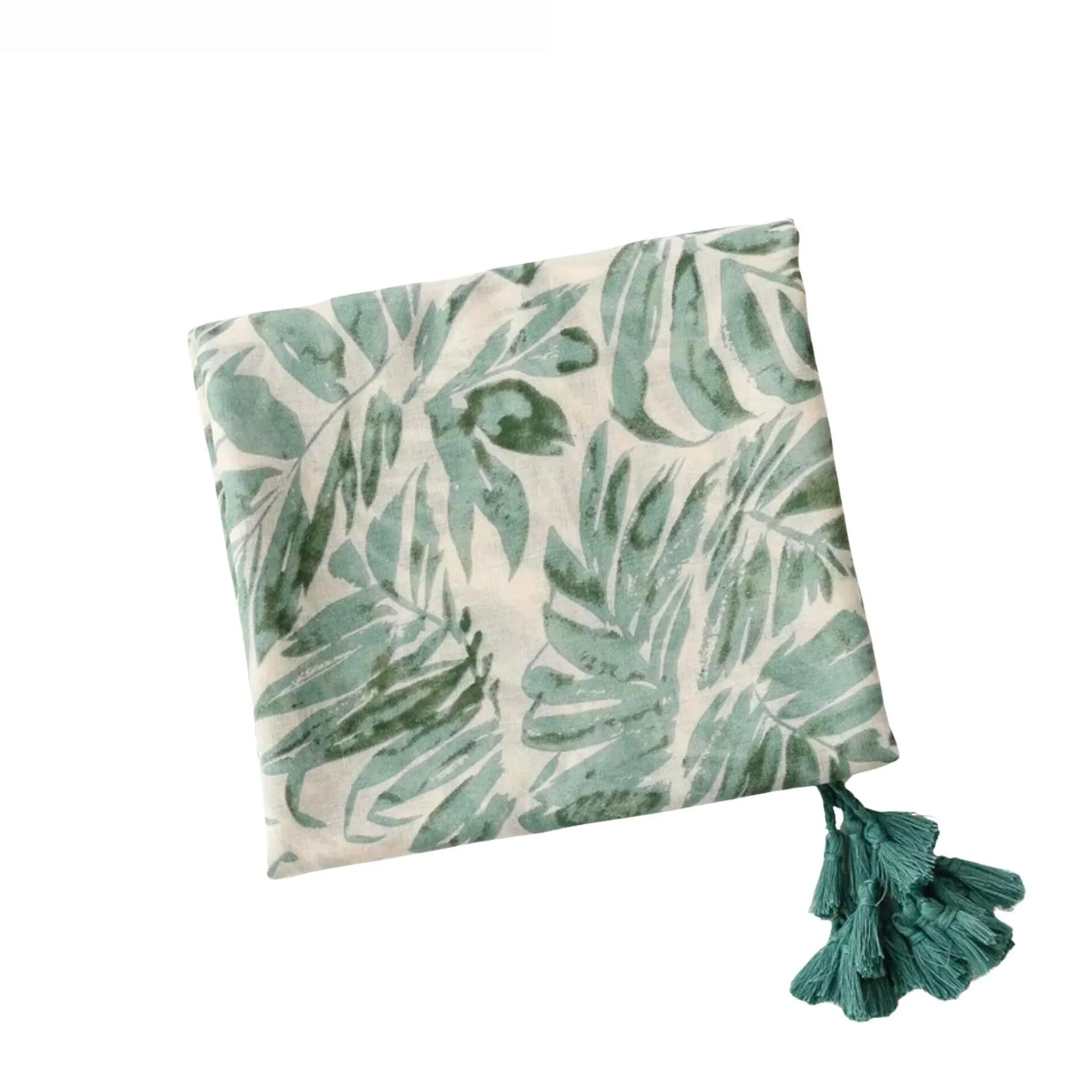 Tropical Leaf Print Scarf with Tassels sold by Zulily product image thumbnail 4