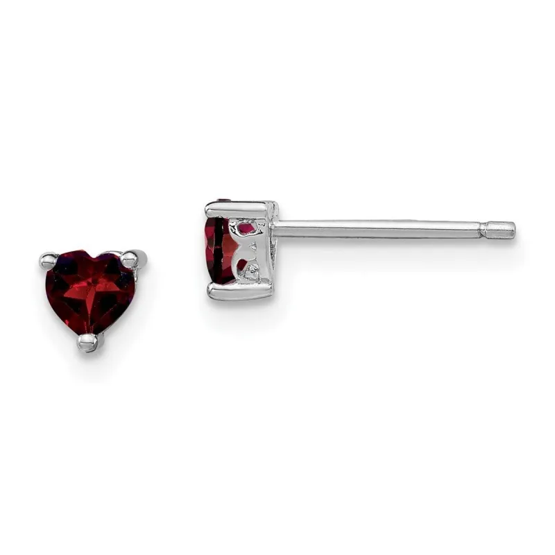 Curata 925 Sterling Silver 4.5mm Heart Garnet Post Earrings sold by Zulily