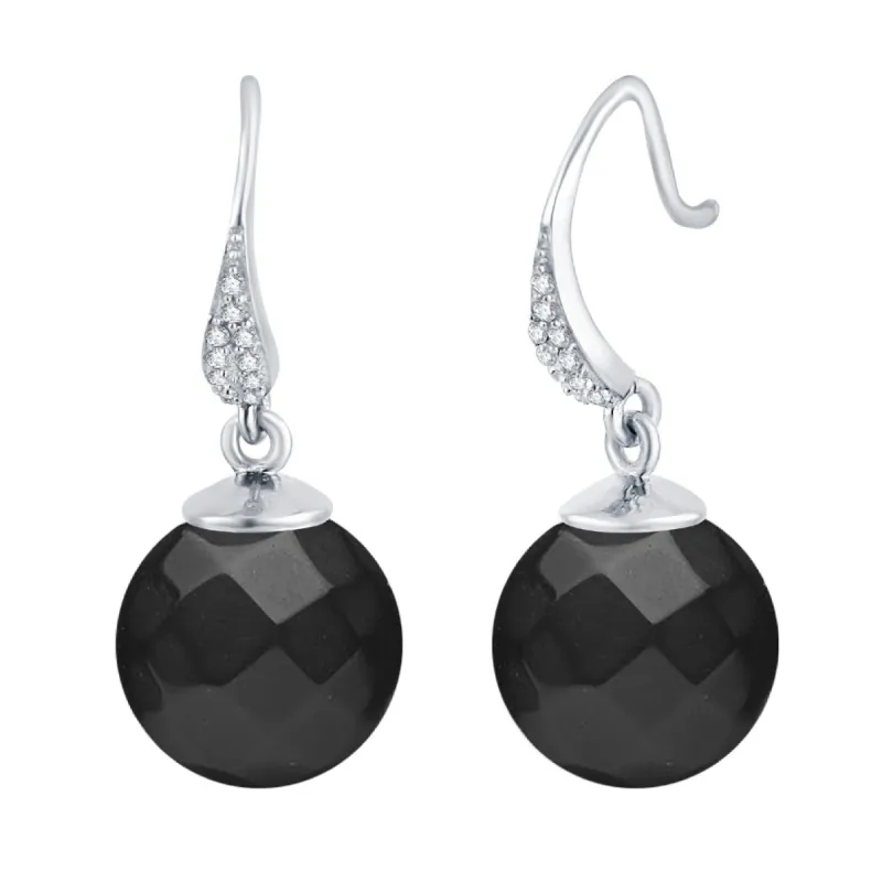 Sterling Silver Black Spinel Bead and White Topaz Dangling Earring sold by Zulily
