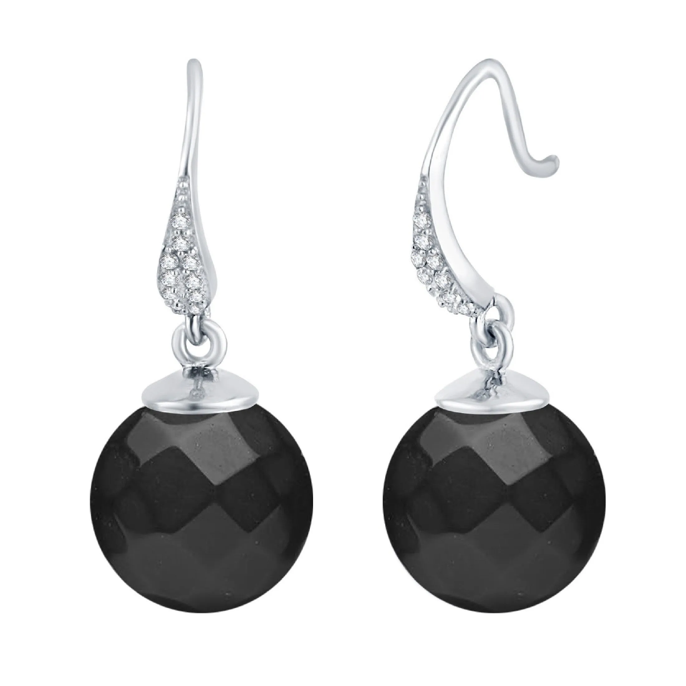 Sterling Silver Black Spinel Bead and White Topaz Dangling Earring sold by Zulily