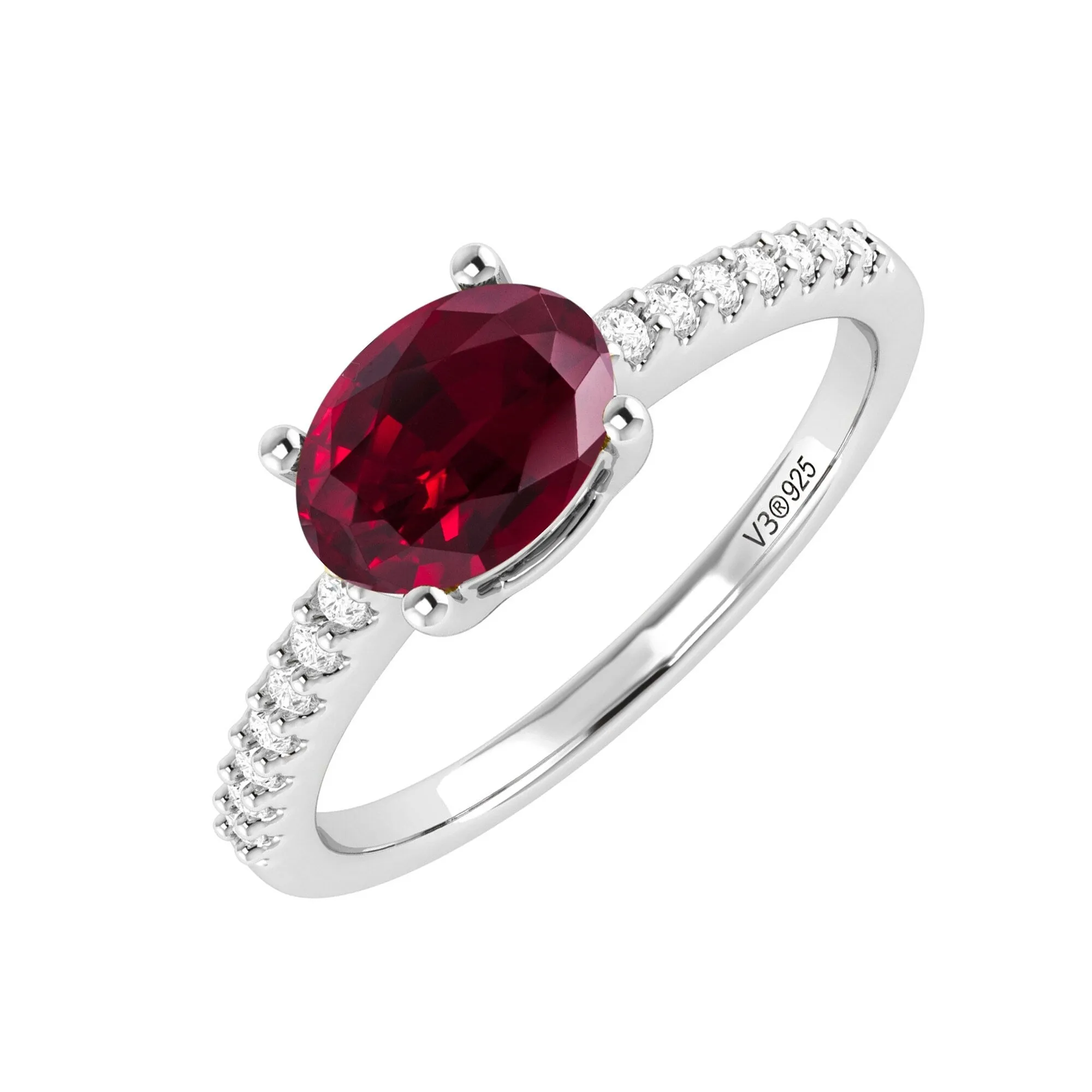 Sterling Silver with Ruby and White Topaz Solitaire Ring sold by Zulily product image thumbnail 2