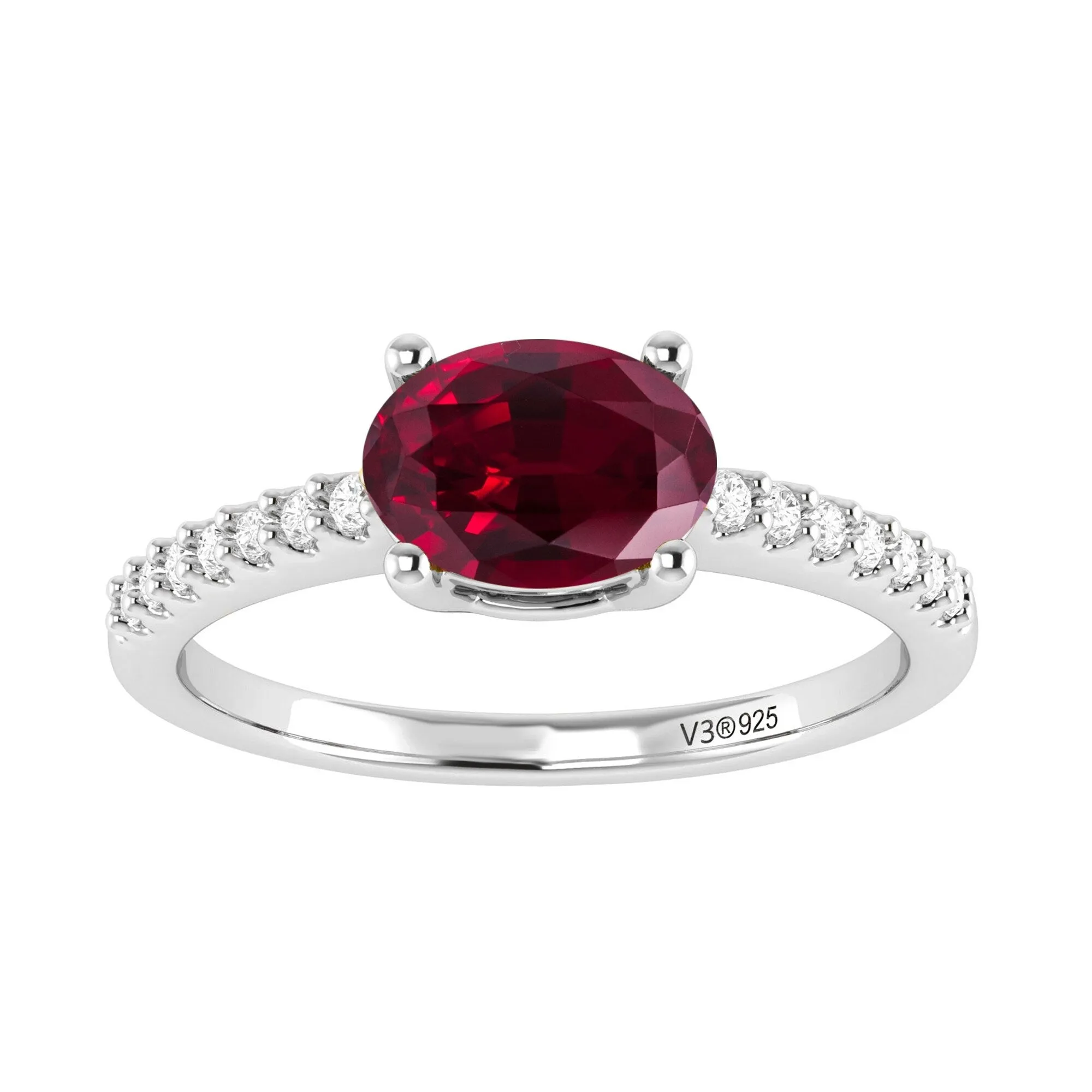 Sterling Silver with Ruby and White Topaz Solitaire Ring sold by Zulily product image thumbnail 4