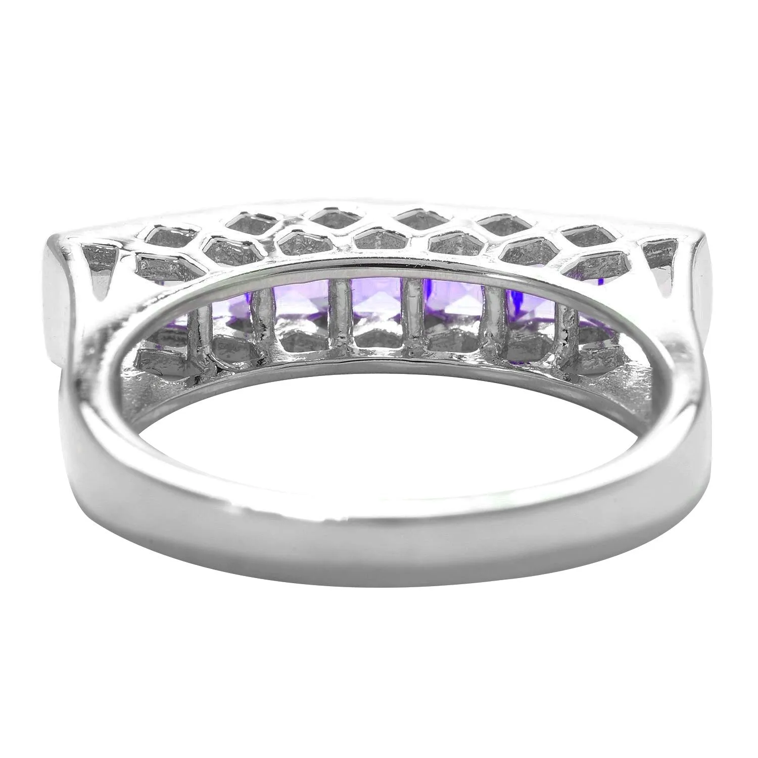Sterling Silver with Natural Amethyst Flat Top Seven Stone Band Ring sold by Zulily product image thumbnail 2