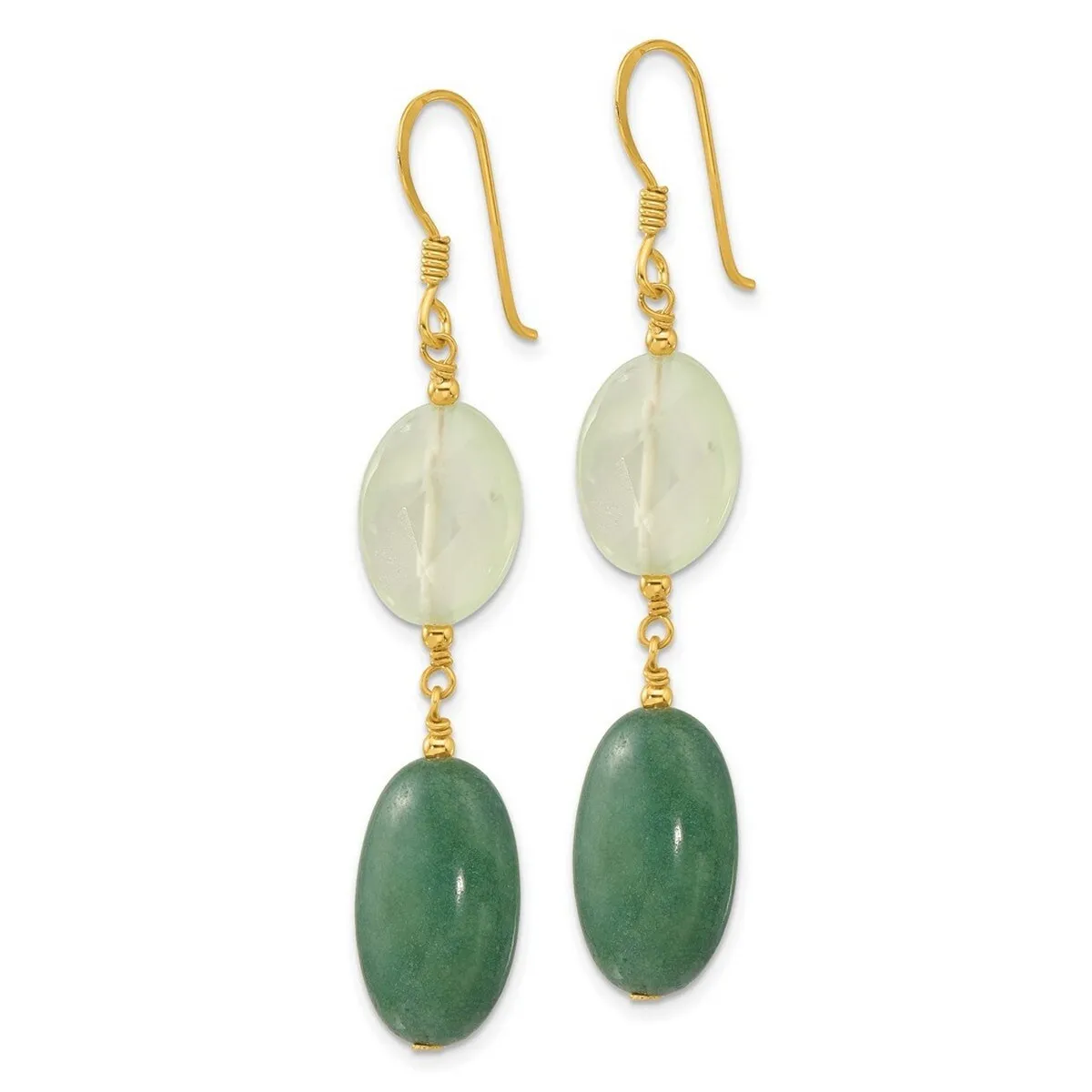 Curata 925 Sterling Silver Gold Plated Green Agate and Prehnite Earrings - 59.75x13mm sold by Zulily product image thumbnail 4