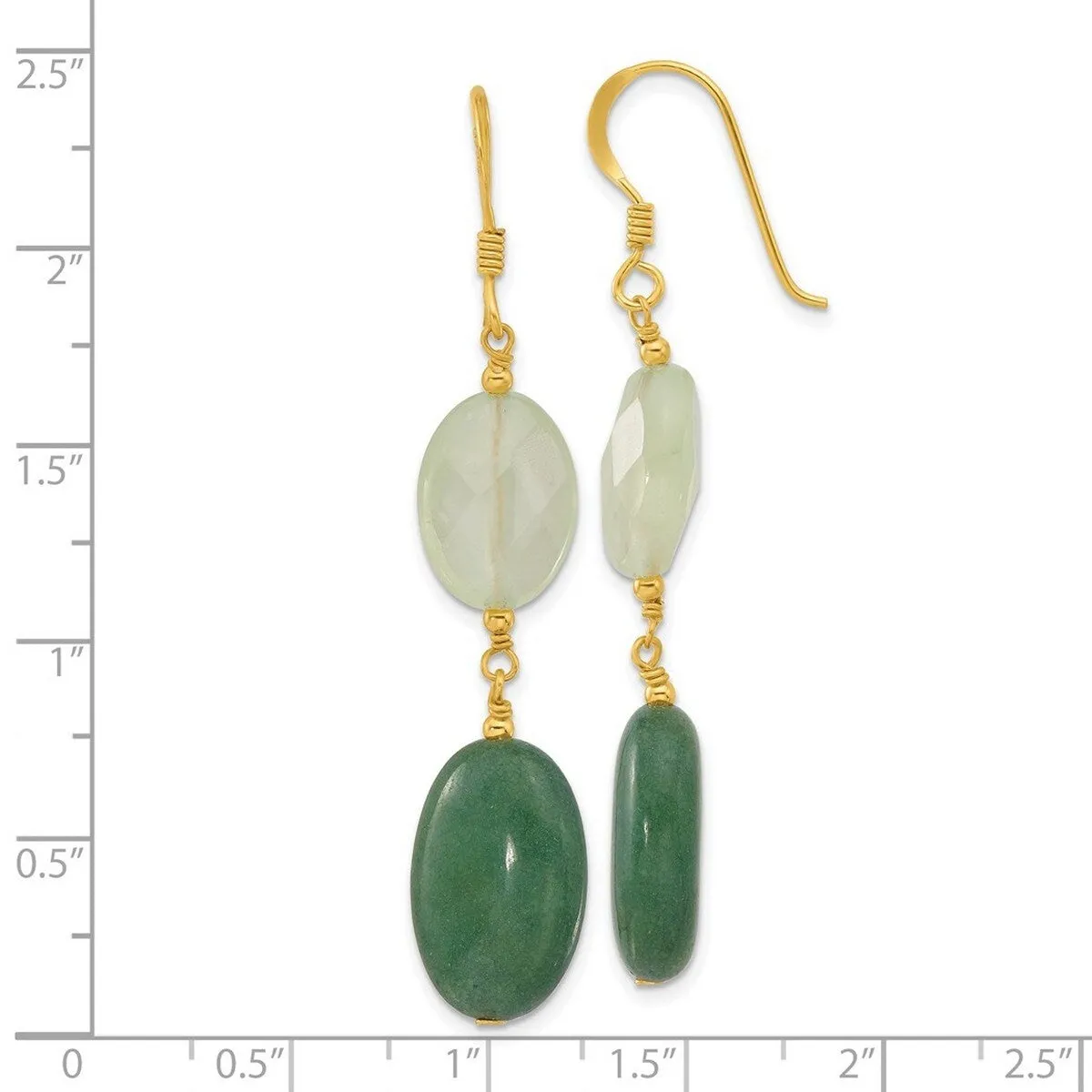 Curata 925 Sterling Silver Gold Plated Green Agate and Prehnite Earrings - 59.75x13mm sold by Zulily product image thumbnail 2