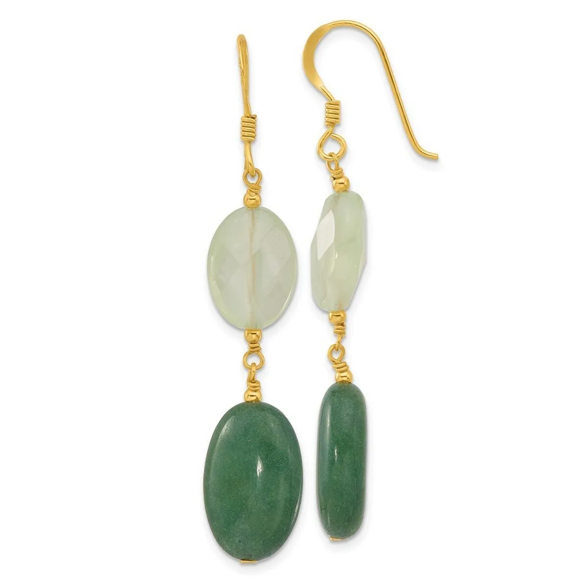 Curata 925 Sterling Silver Gold Plated Green Agate and Prehnite Earrings - 59.75x13mm sold by Zulily product image thumbnail 3
