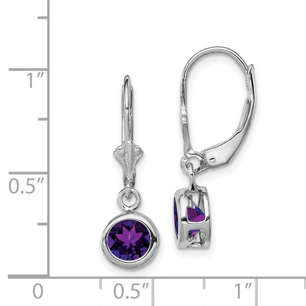 Curata 925 Sterling Silver Bezel Round Amethyst Leverback Earrings - 26x7mm sold by Zulily product image thumbnail 2