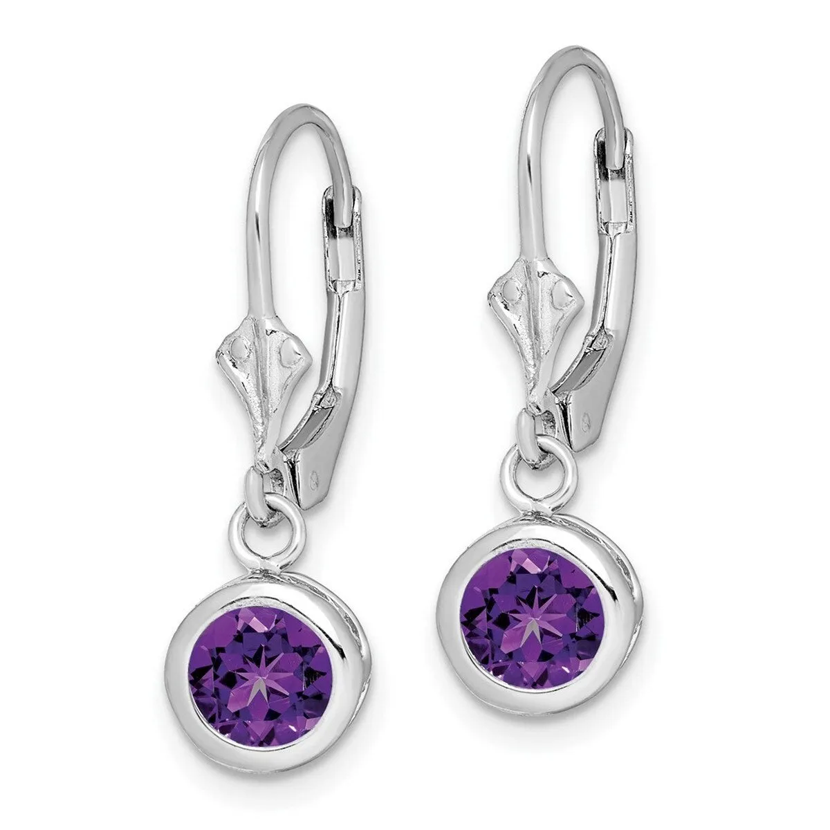 Curata 925 Sterling Silver Bezel Round Amethyst Leverback Earrings - 26x7mm sold by Zulily product image thumbnail 4