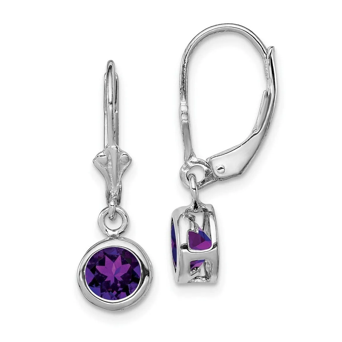 Curata 925 Sterling Silver Bezel Round Amethyst Leverback Earrings - 26x7mm sold by Zulily product image thumbnail 3