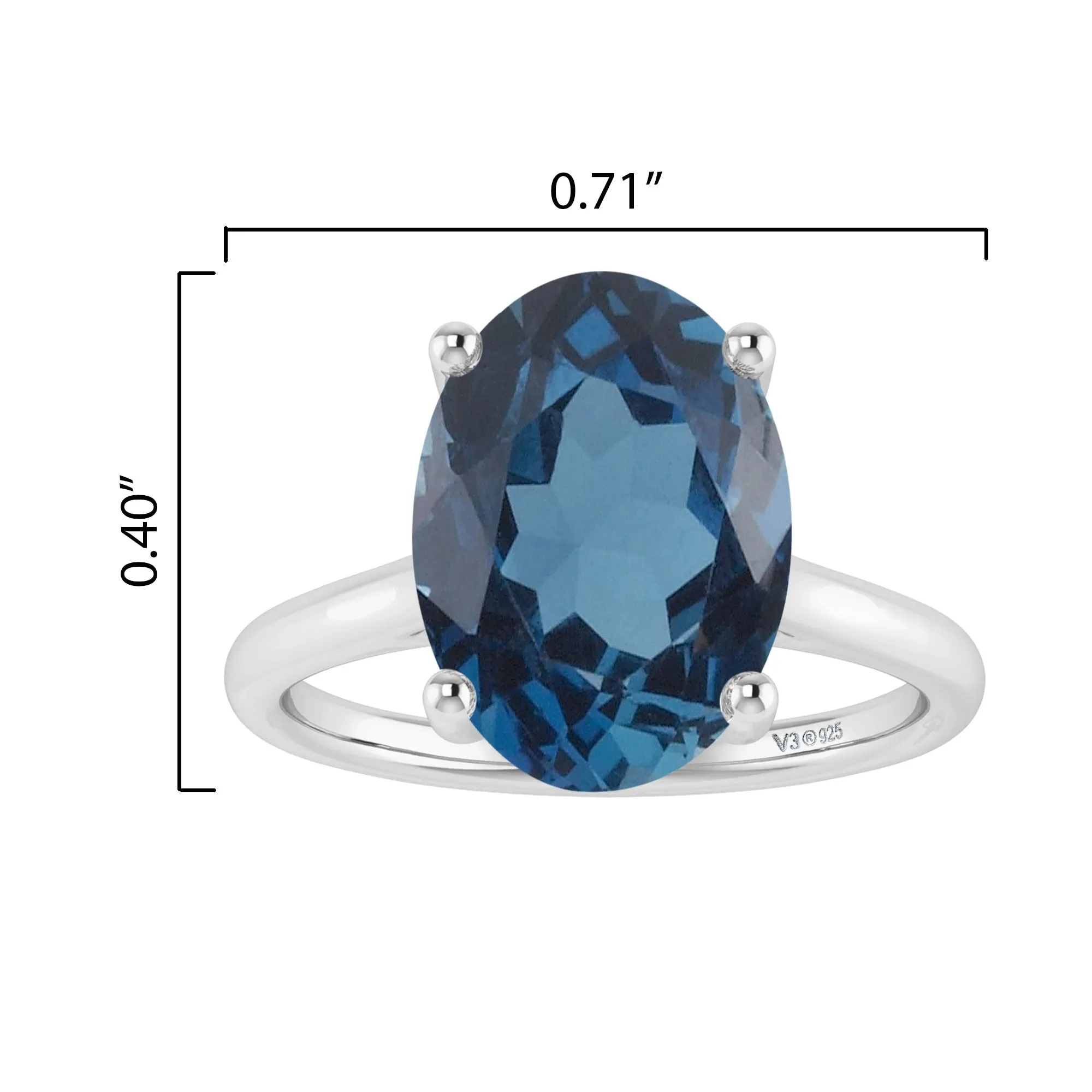 Sterling Silver with Oval Shape 3.35cttw Natural London Blue Topaz Solitaire Ring sold by Zulily product image thumbnail 3