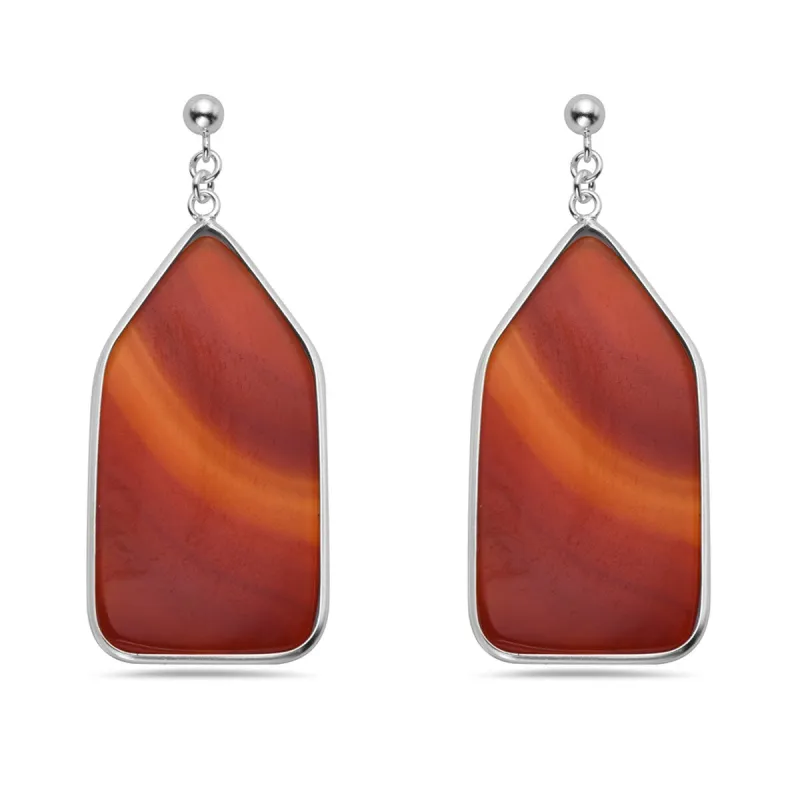 Sterling Silver Irregular Pentagonal Shaped Carnelian Earring sold by Zulily