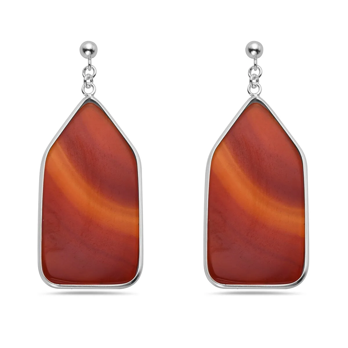 Sterling Silver Irregular Pentagonal Shaped Carnelian Earring sold by Zulily