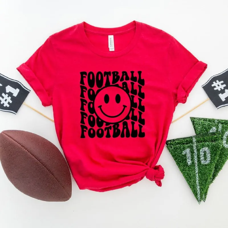 Football Smiley Face Short Sleeve Crewnneck Tee made by Zulily