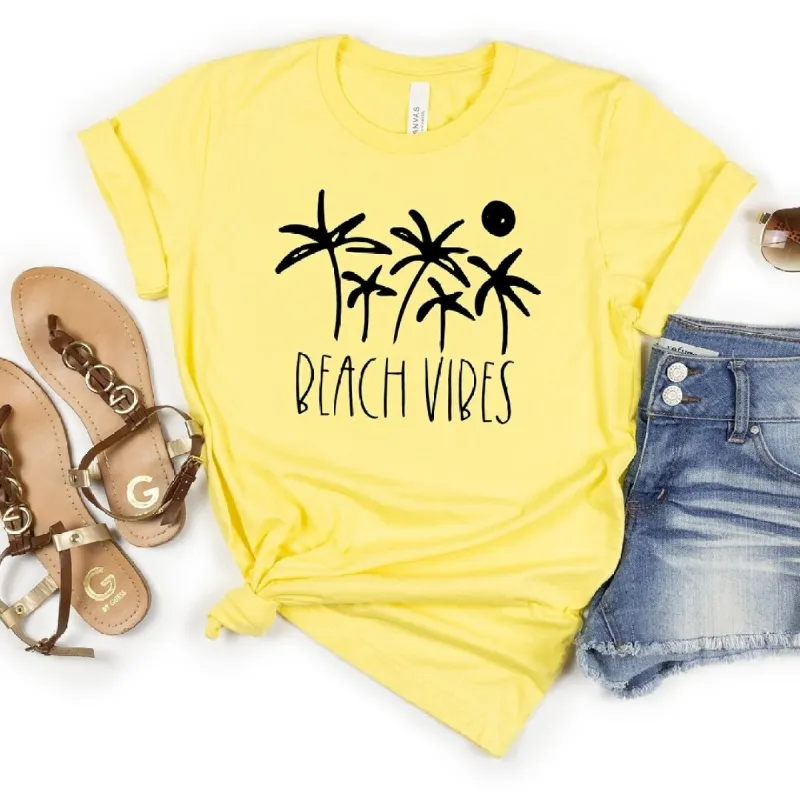 Beach Vibes Trees Short Sleeve Crewnneck Tee sold by Zulily