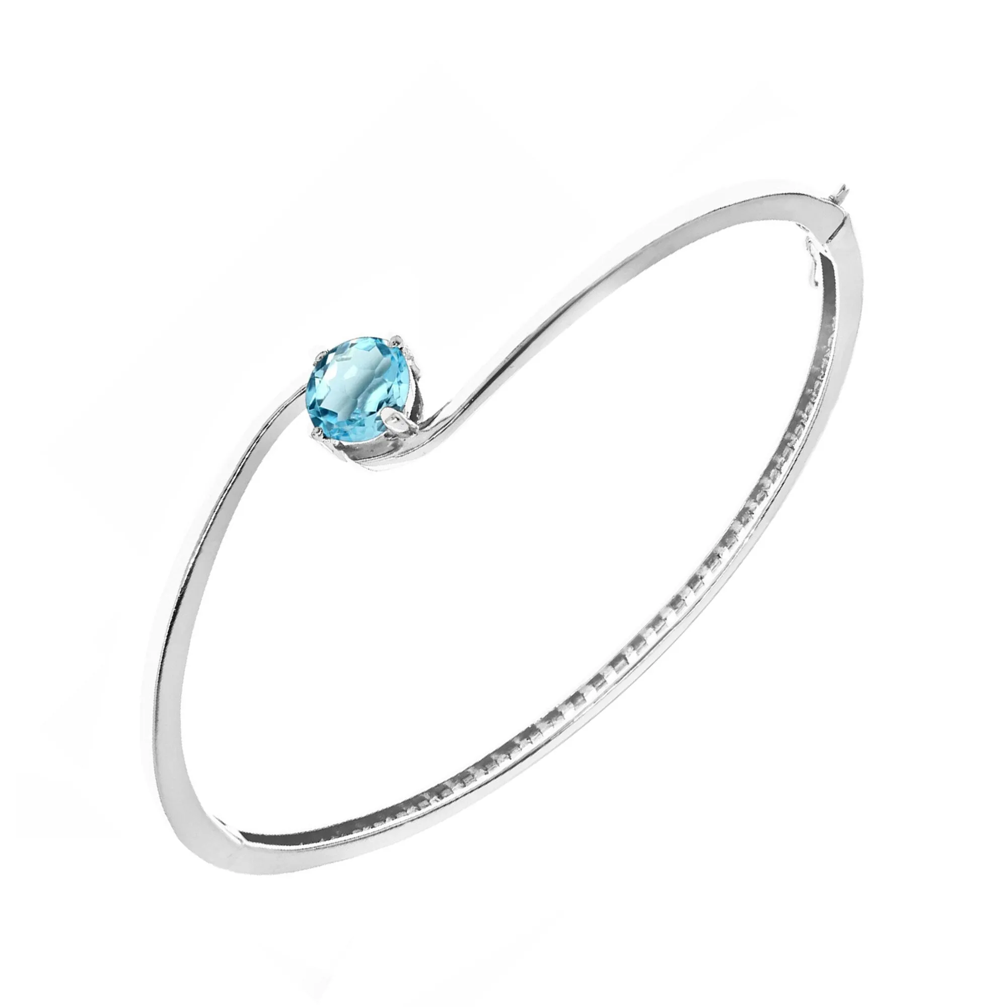 Sterling Silver Natural Sky Blue Topaz Solitaire Bangle Bracelet sold by Zulily