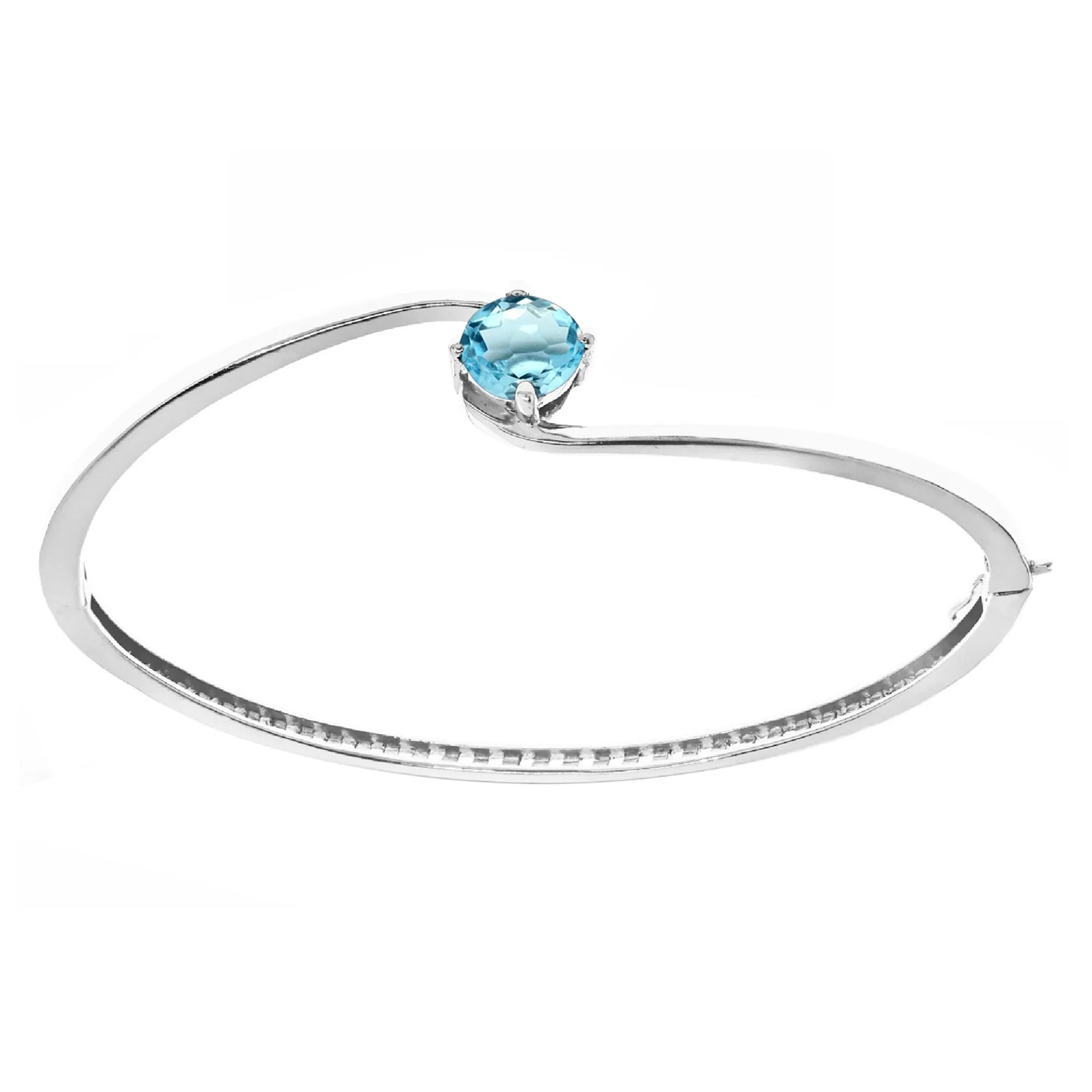 Sterling Silver Natural Sky Blue Topaz Solitaire Bangle Bracelet sold by Zulily product image thumbnail 3