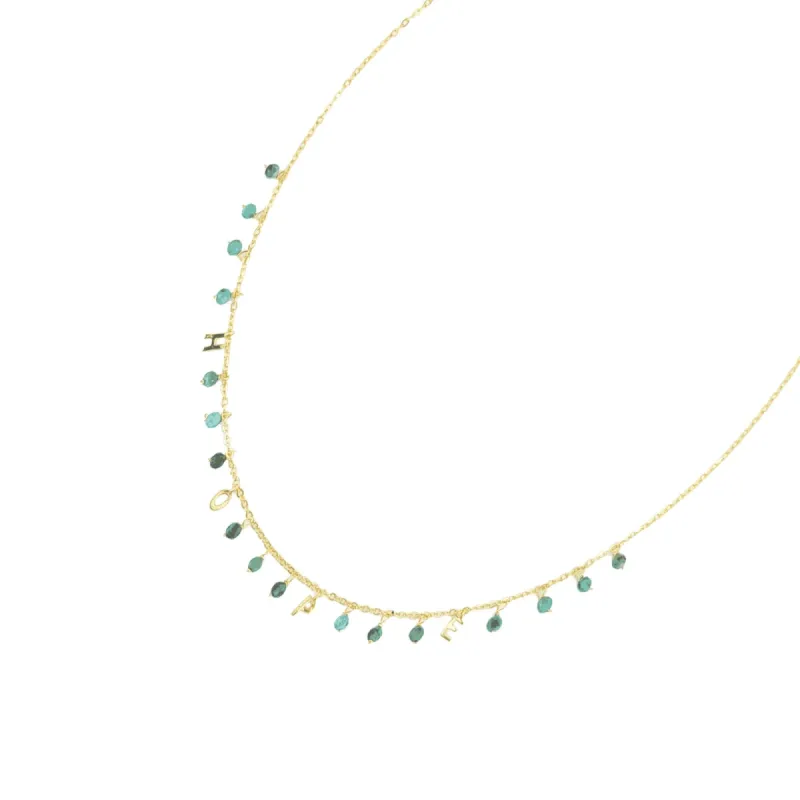 Gold Over Sterling Silver with Natural Turquoise Hope Personalized Necklace 18" Chain sold by Zulily