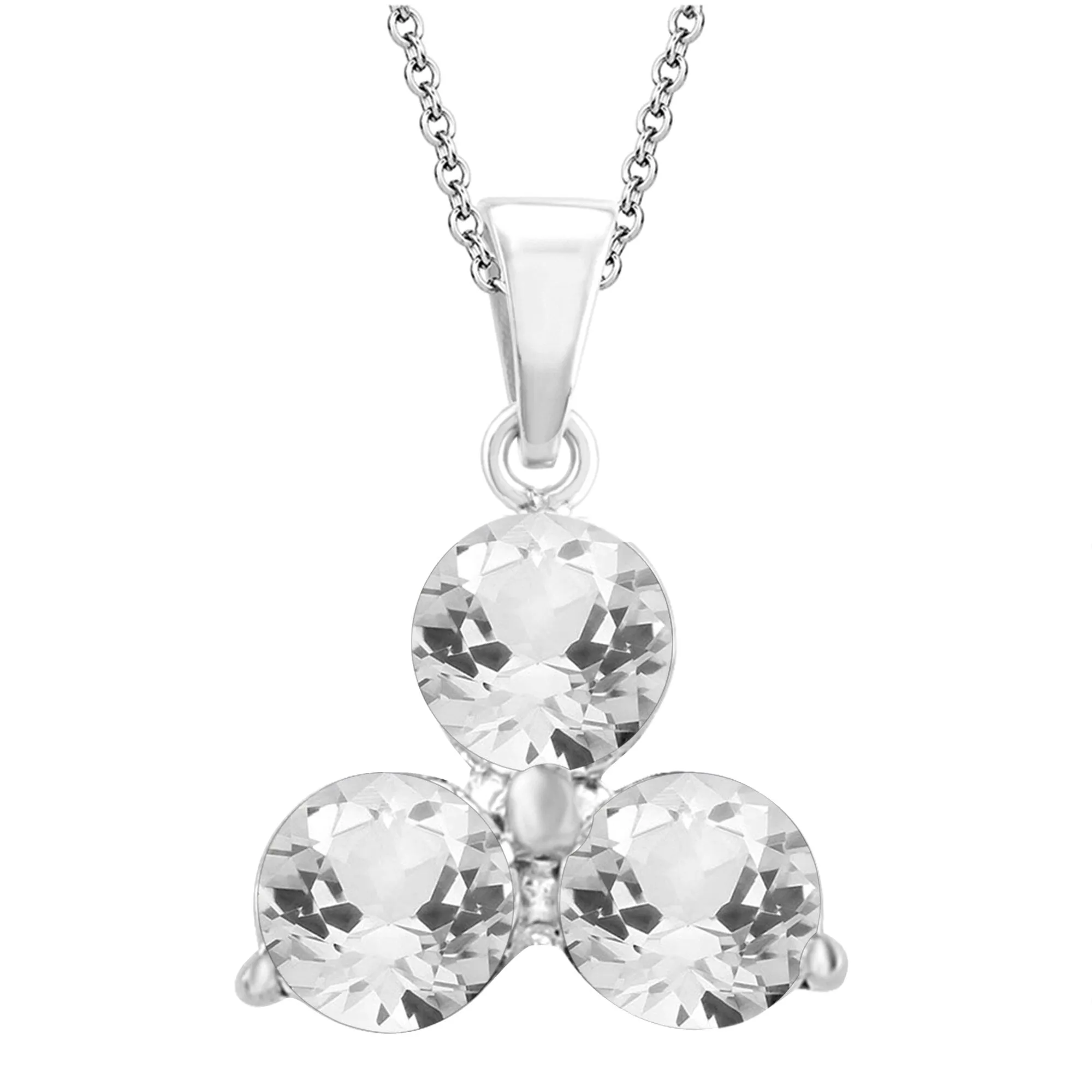 Sterling Silver 0.20CT Real White Diamond 3- Stone Pendant sold by Zulily
