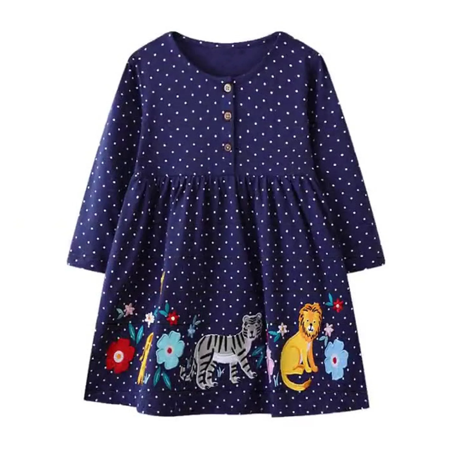 Navy Animals Long-Sleeve A-line Dress sold by Zulily