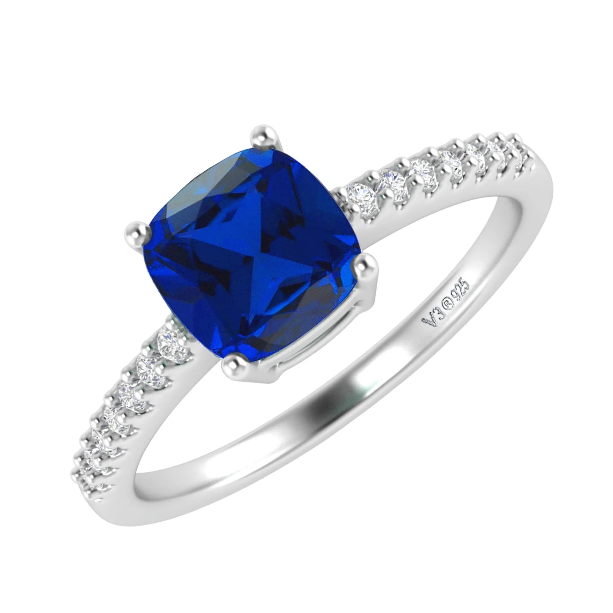 Sterling Silver with Blue Sapphire and White Topaz Engagement Ring sold by Zulily product image thumbnail 2