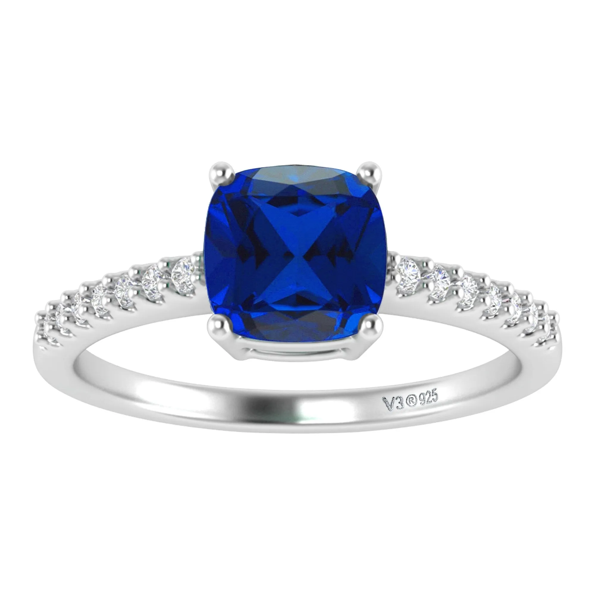 Sterling Silver with Blue Sapphire and White Topaz Engagement Ring sold by Zulily product image thumbnail 4