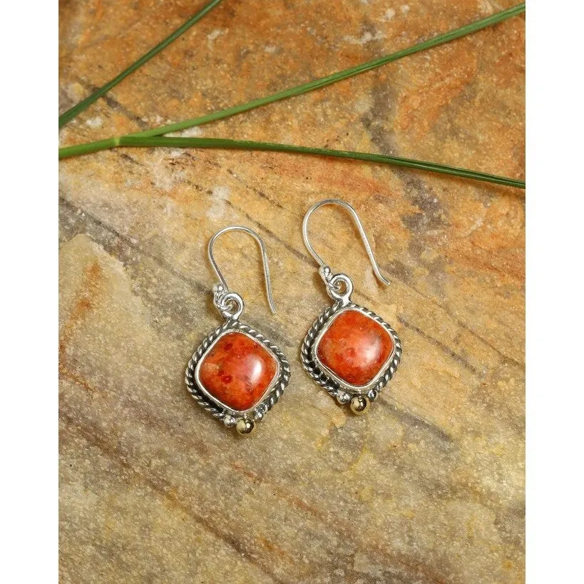 YS Gems Sterling Silver Orange Mohave Turquoise Gemstone Earring - 0.59 x 1.26 sold by Zulily product image thumbnail 2