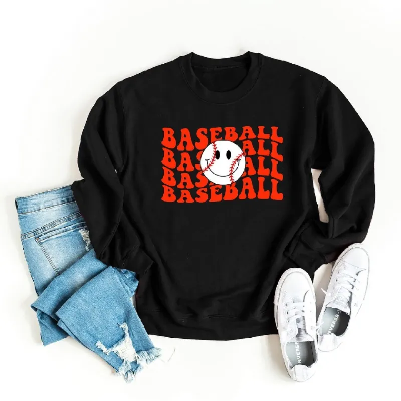 Baseball Stacked Smiley Face Graphic Sweatshirt sold by Zulily