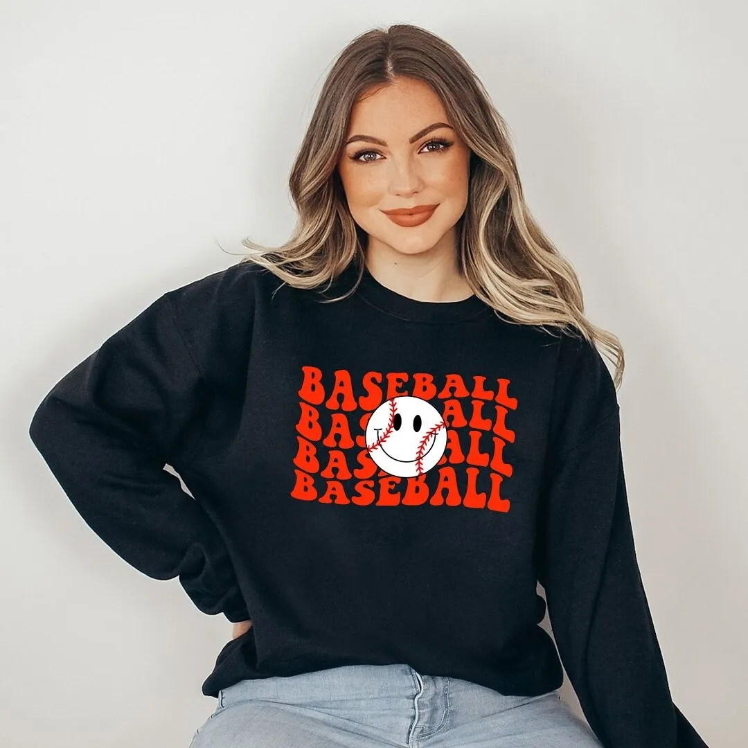 Baseball Stacked Smiley Face Graphic Sweatshirt sold by Zulily product image thumbnail 3