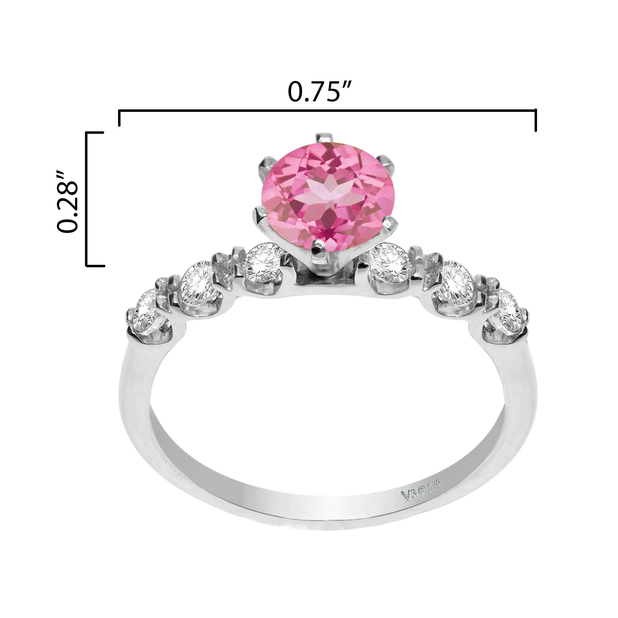 Sterling Silver 1.30ct Pink Topaz and White Topaz Engagement Ring sold by Zulily product image thumbnail 4