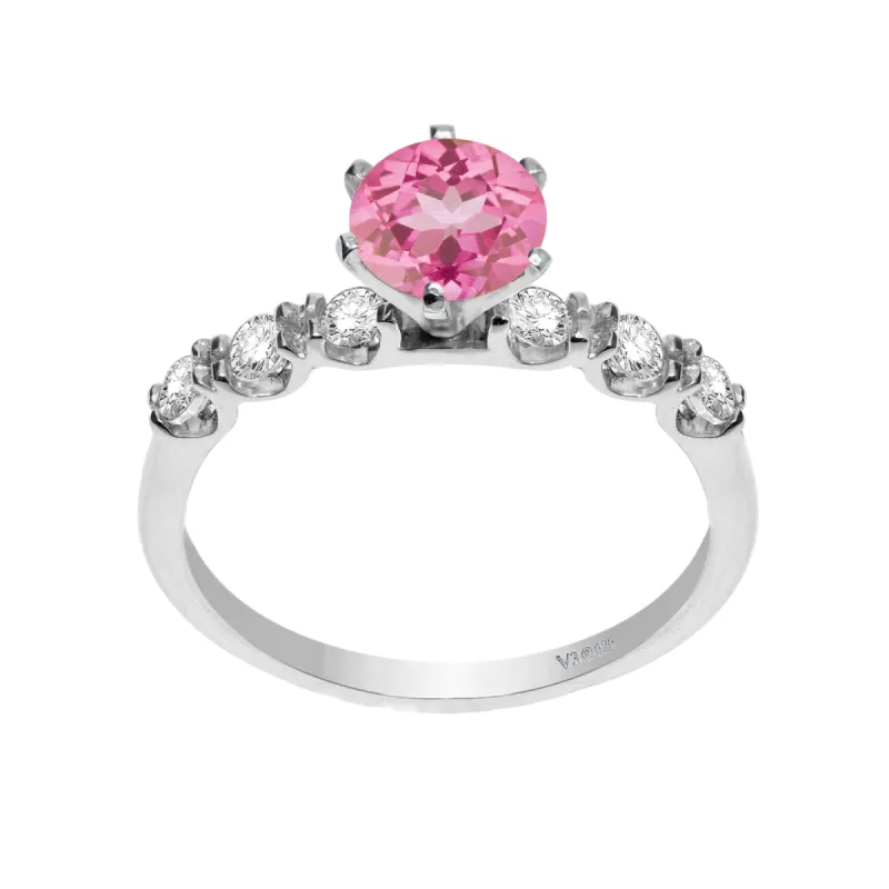 Sterling Silver 1.30ct Pink Topaz and White Topaz Engagement Ring sold by Zulily