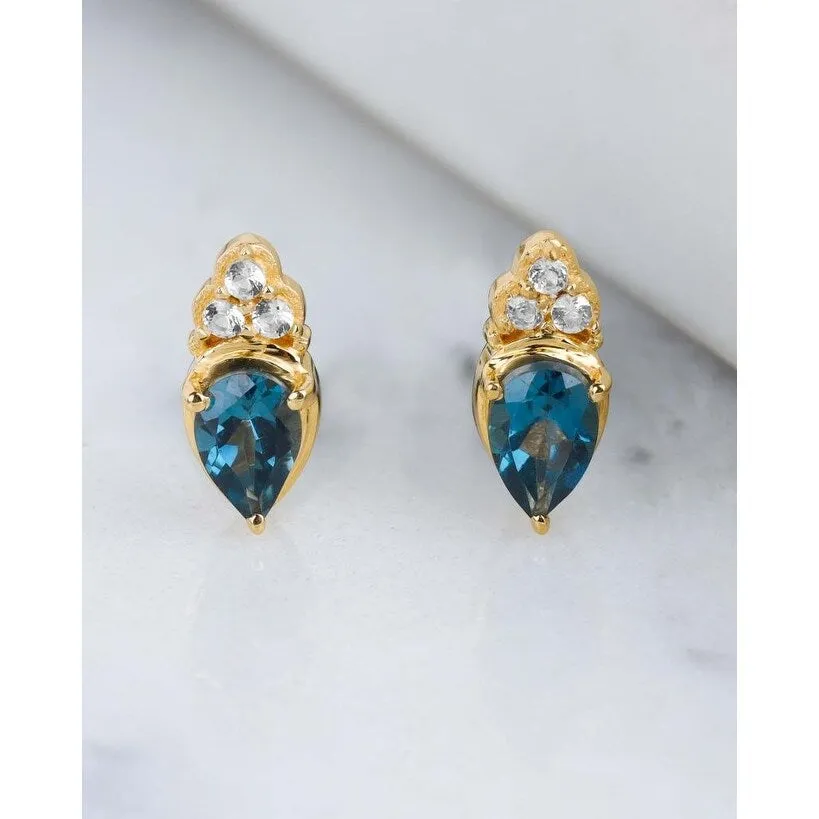 YS Gems Gold Plated Sterling Silver London Blue Topaz Gemstone Earring - 0.2 x 0.43 sold by Zulily product image thumbnail 2