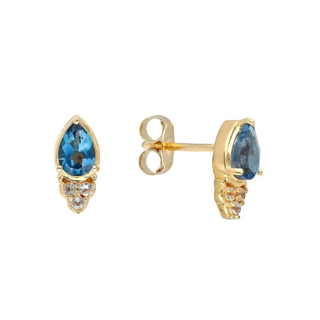 YS Gems Gold Plated Sterling Silver London Blue Topaz Gemstone Earring - 0.2 x 0.43 sold by Zulily product image thumbnail 4