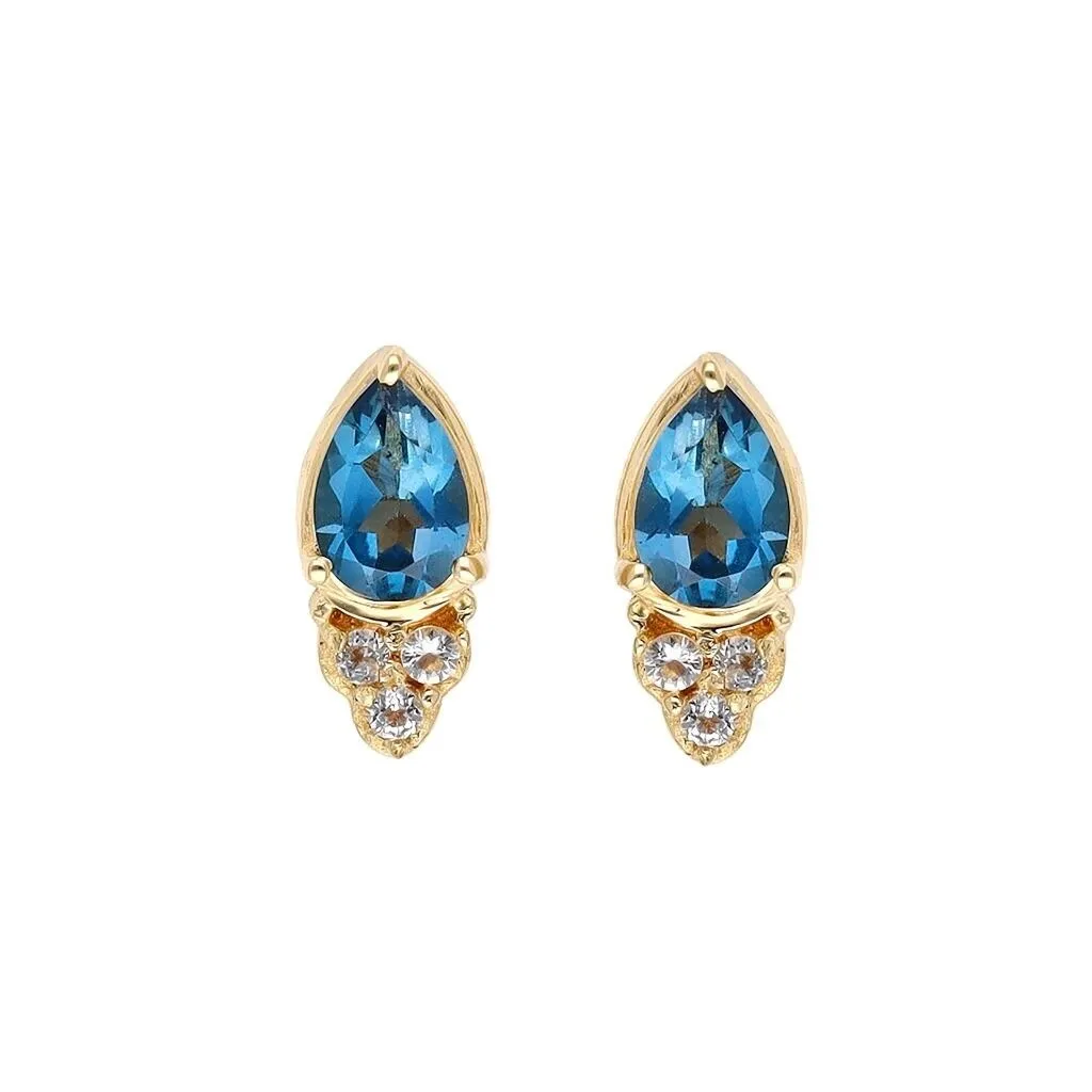 YS Gems Gold Plated Sterling Silver London Blue Topaz Gemstone Earring - 0.2 x 0.43 sold by Zulily