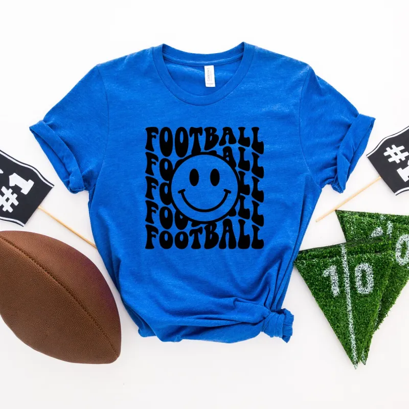 Football Smiley Face Short Sleeve Crewnneck Tee made by Zulily