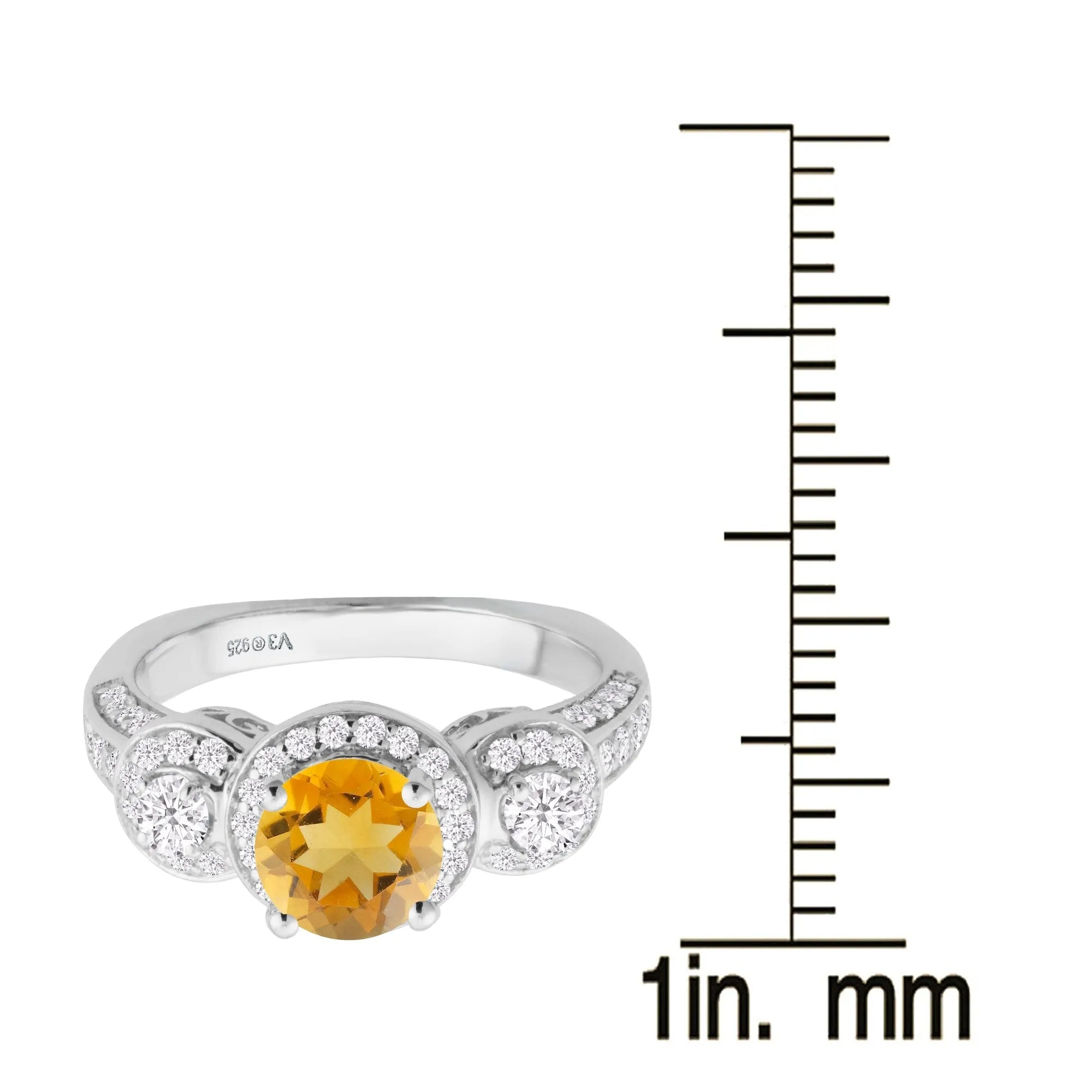 Sterling Silver with Citrine, Moissanite and White Diamond Three Stone Ring sold by Zulily product image thumbnail 4