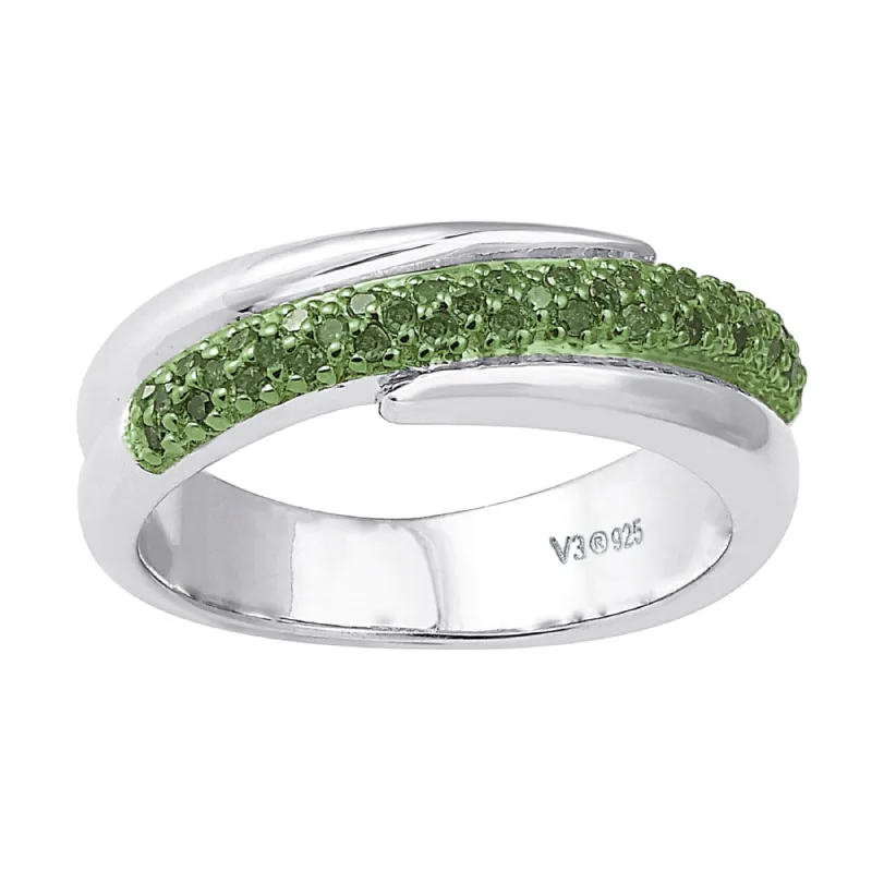 Sterling Silver Natural Green Diamond Band Ring sold by Zulily
