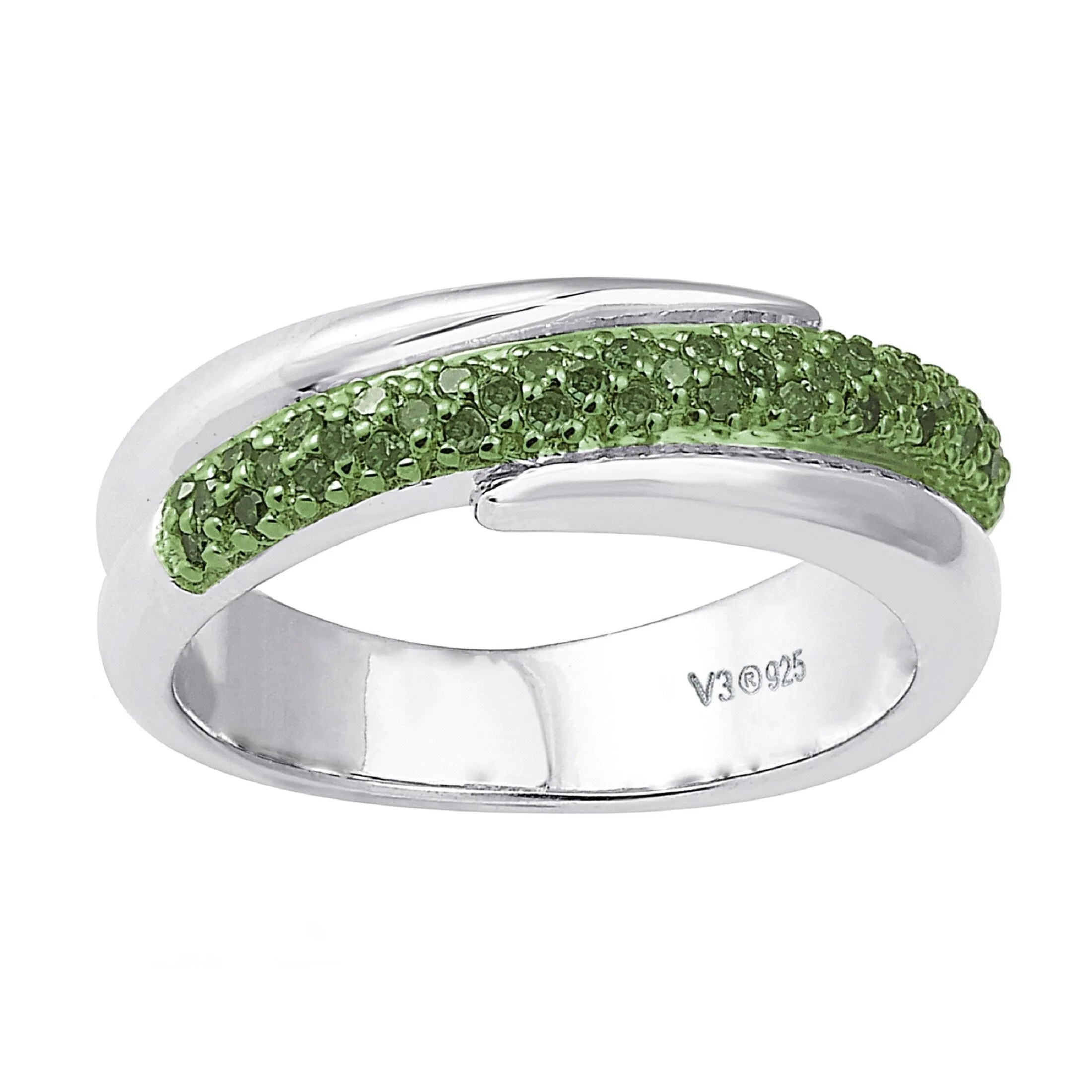 Sterling Silver Natural Green Diamond Band Ring sold by Zulily