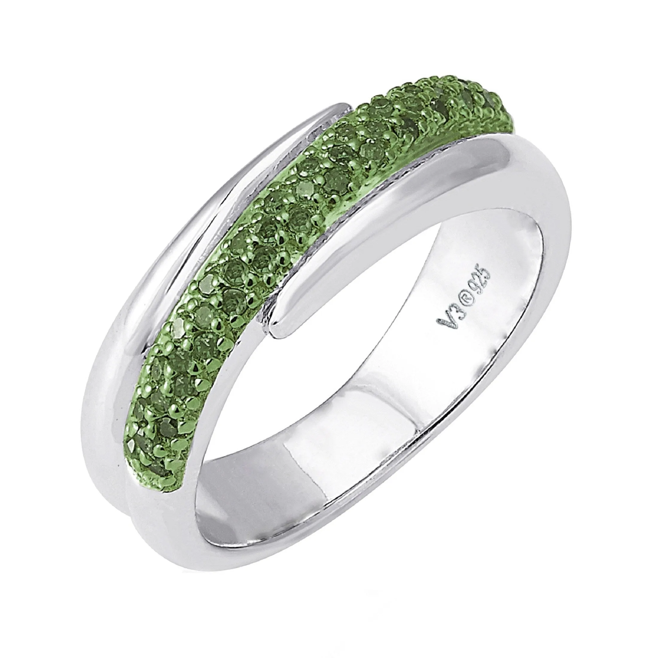 Sterling Silver Natural Green Diamond Band Ring sold by Zulily product image thumbnail 2