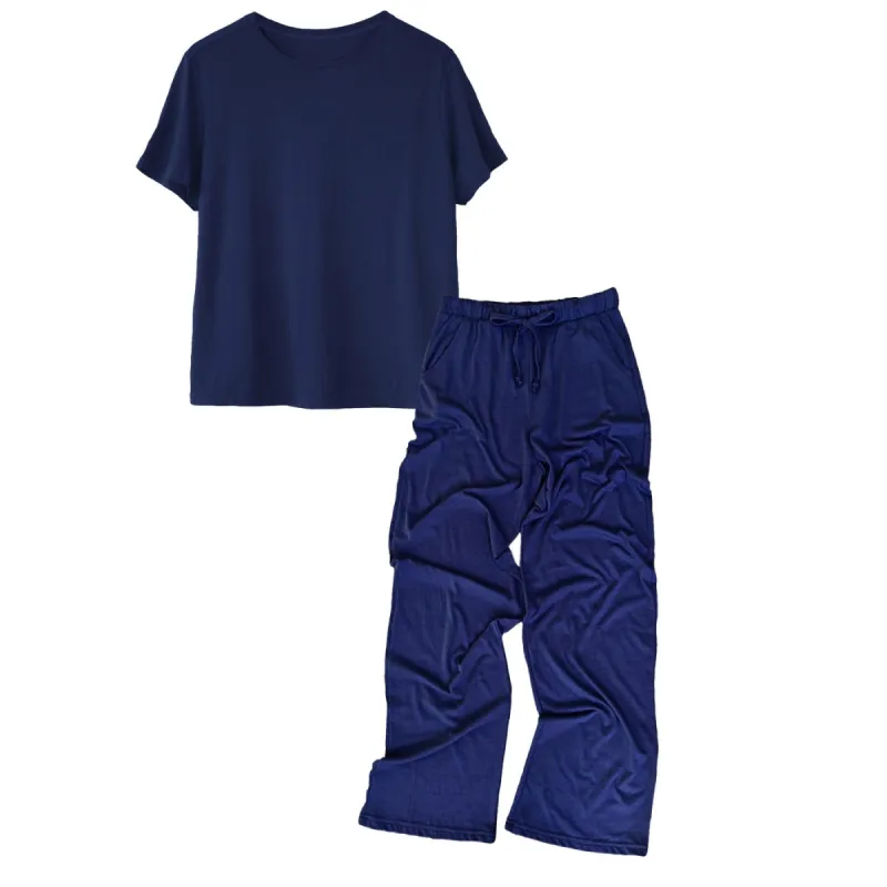 Navy Women's Modal/Cotton Boxy Tee & PJ Pants Set sold by Zulily