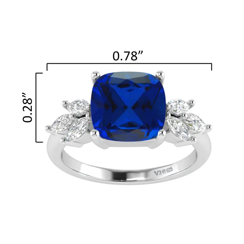 Sterling Silver with Blue Sapphire and White Topaz Seven Stone Ring sold by Zulily