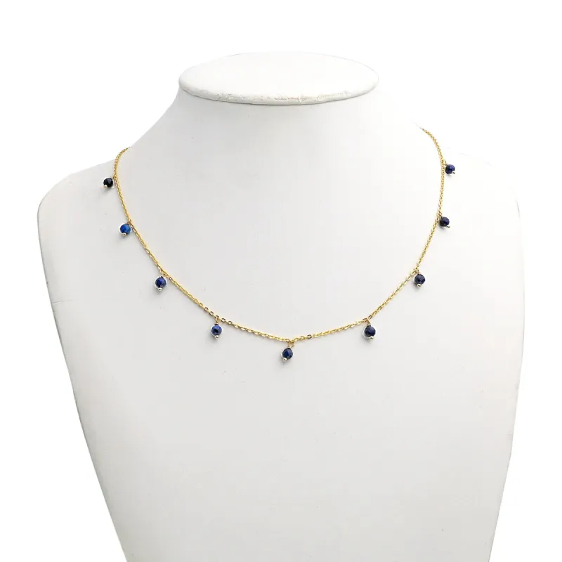 V3 Jewelry Gold Over Sterling Silver with Lapis Lazuli Station Necklace for Women sold by Zulily