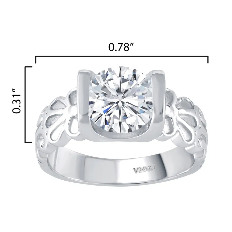 Round Shape Lab Grown Diamond Solitaire Ring in Sterling Silver sold by Zulily
