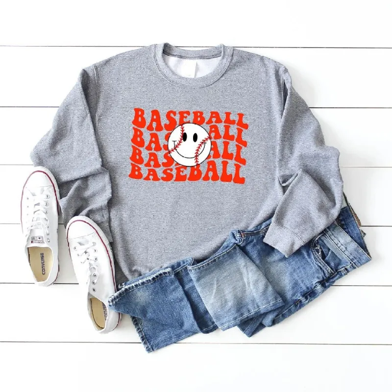 Baseball Stacked Smiley Face Graphic Sweatshirt sold by Zulily