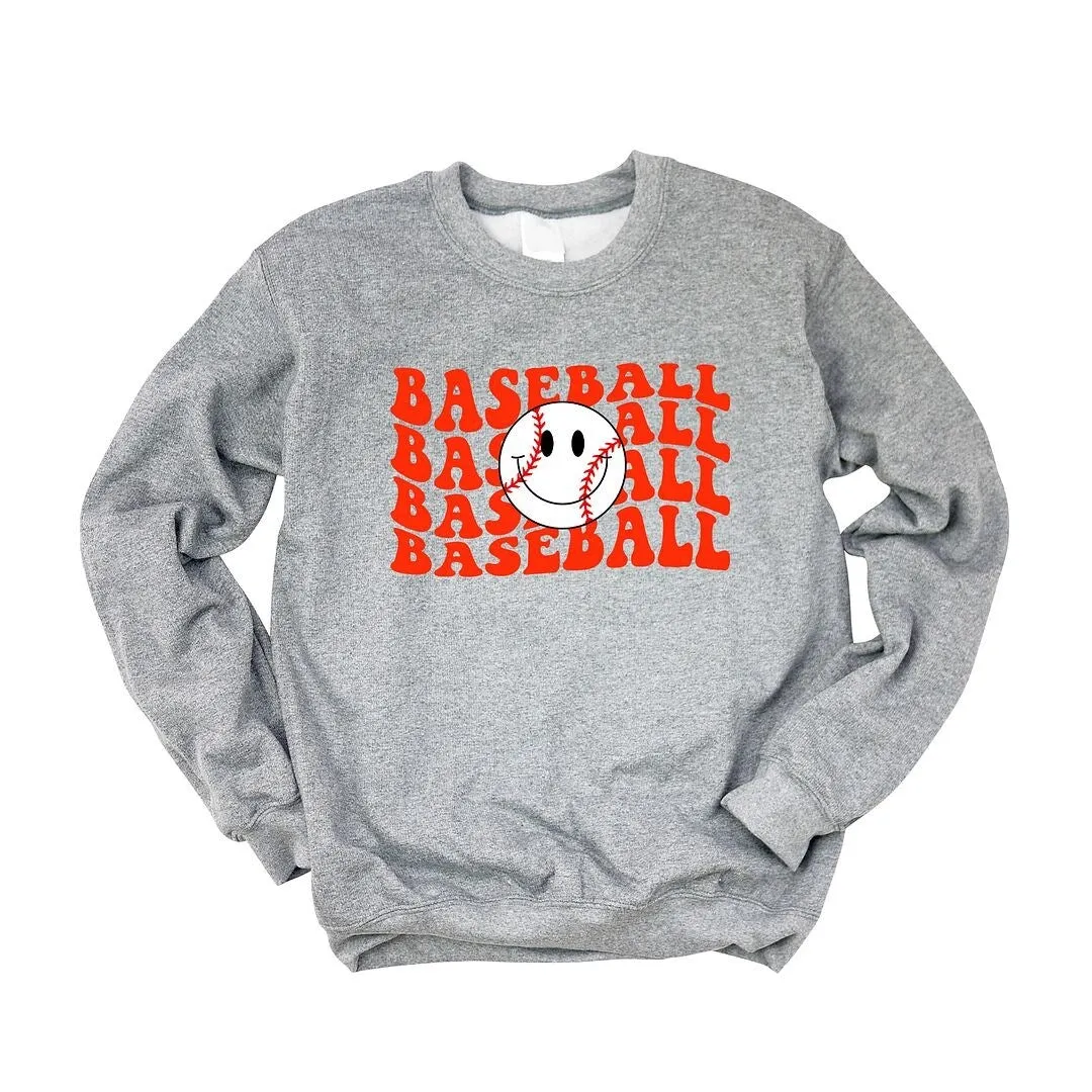 Baseball Stacked Smiley Face Graphic Sweatshirt sold by Zulily product image thumbnail 2