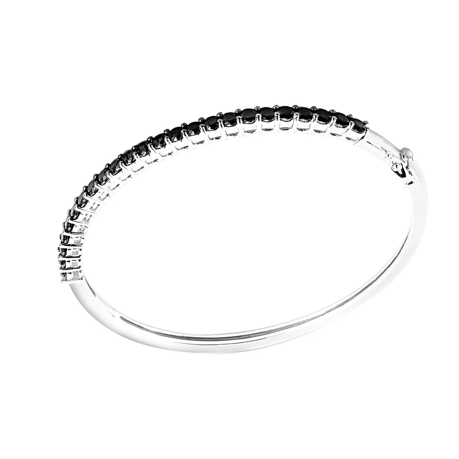 Sterling Silver with Natural Black Spinel Bangle Bracelet- 7.25" sold by Zulily product image thumbnail 4